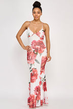 Bahama Printed Mesh Halter Neck Open Back Maxi Dress