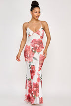 Bahama Printed Mesh Halter Neck Open Back Maxi Dress