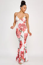 Bahama Printed Mesh Halter Neck Open Back Maxi Dress