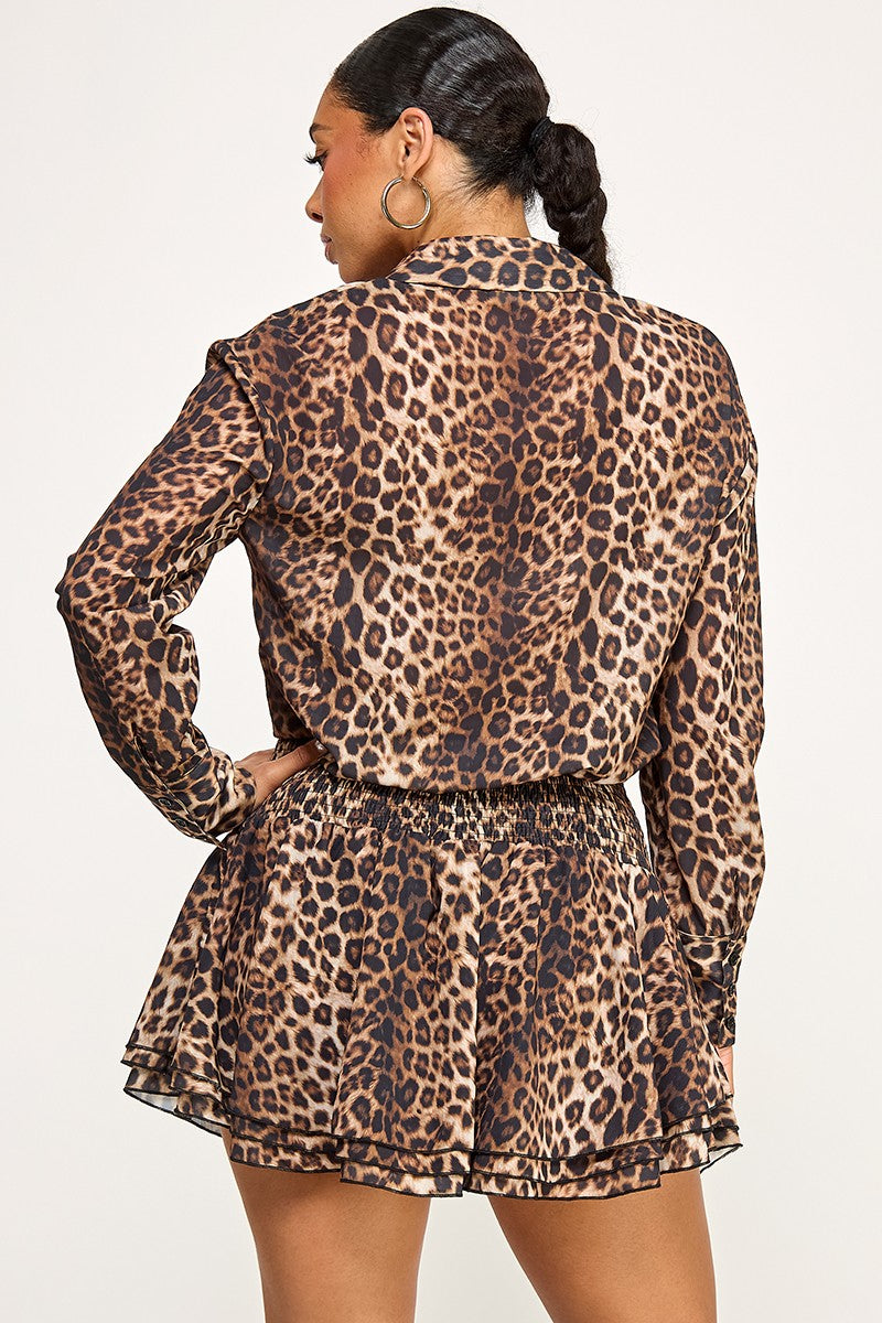 Sienna Leopard Print Ruffle Hem Mini Dress