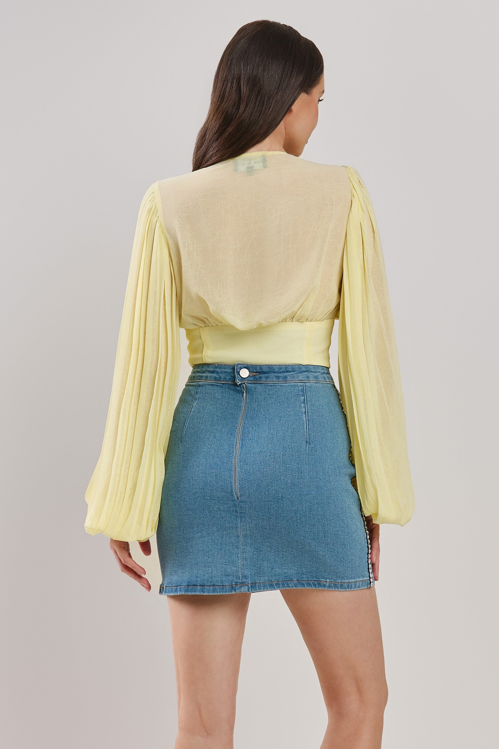 Giselle Corset Waist Long Bell Sleeve Cropped Top