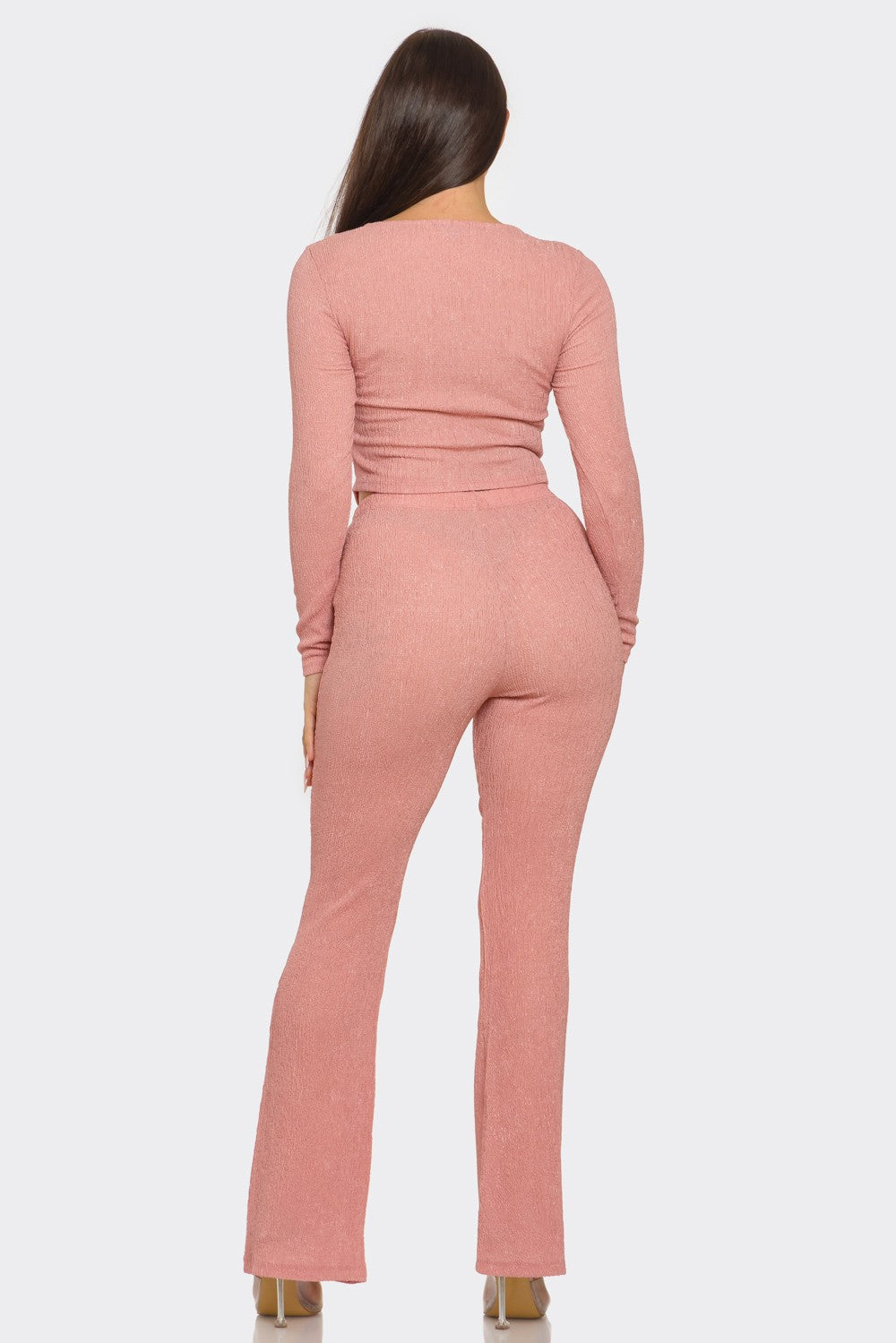 Eva Square Neck Button Front Top And Pants Set