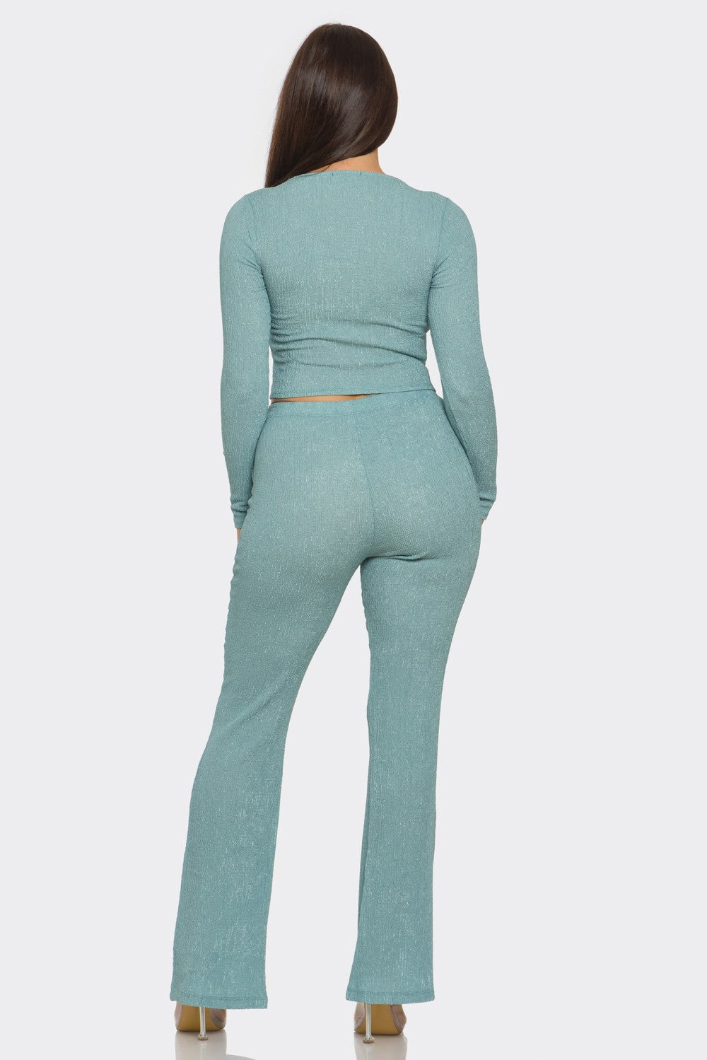 Eva Square Neck Button Front Top And Pants Set