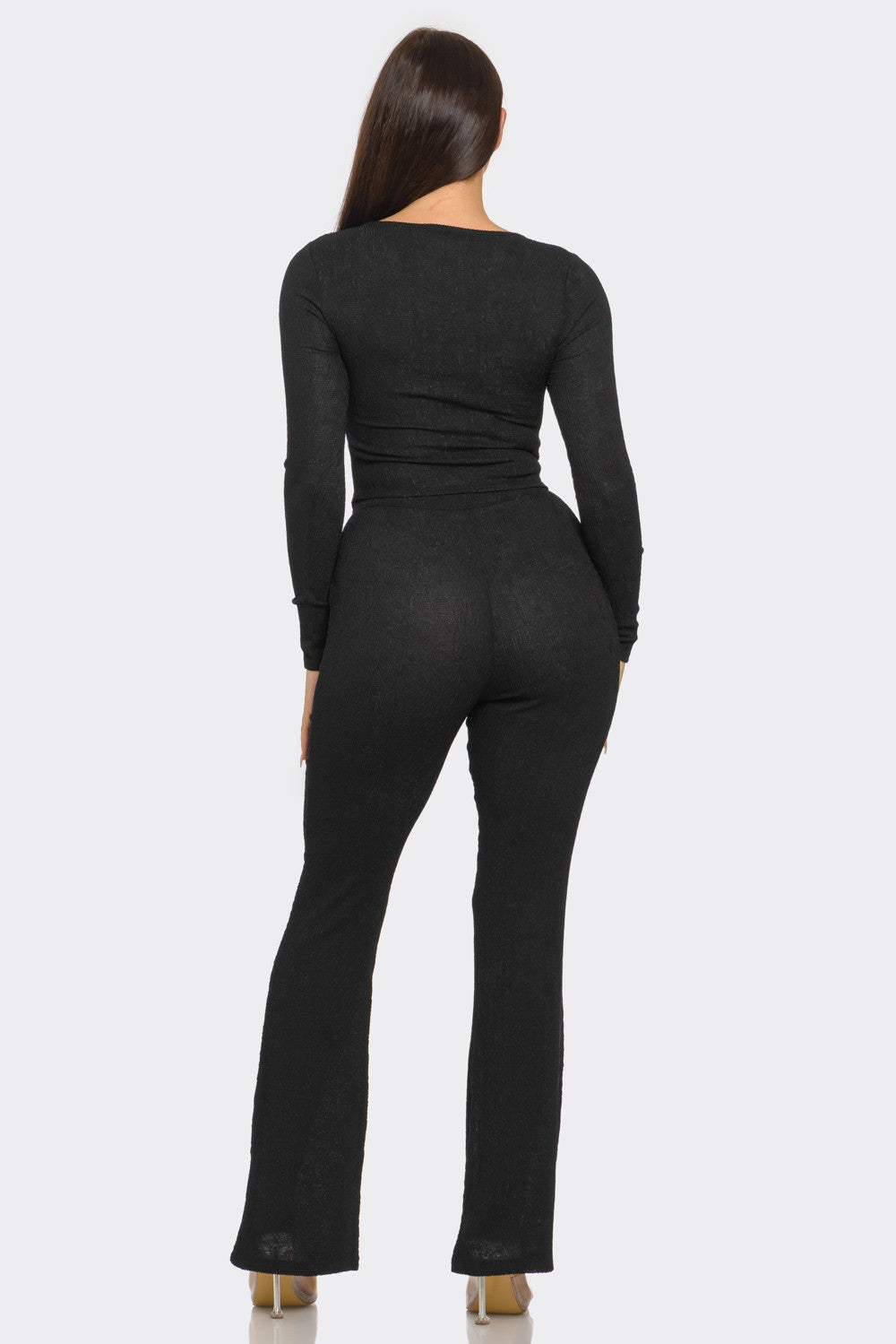 Eva Square Neck Button Front Top And Pants Set