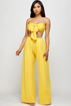 Tulum Slinky Multiway Tie Front Strapless Tube Top & Pant Set