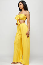 Tulum Slinky Multiway Tie Front Strapless Tube Top & Pant Set