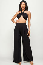 Tulum Slinky Multiway Tie Front Strapless Tube Top & Pant Set