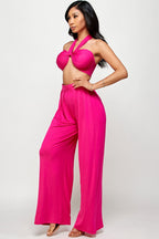 Tulum Slinky Multiway Tie Front Strapless Tube Top & Pant Set