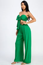 Tulum Slinky Multiway Tie Front Strapless Tube Top & Pant Set