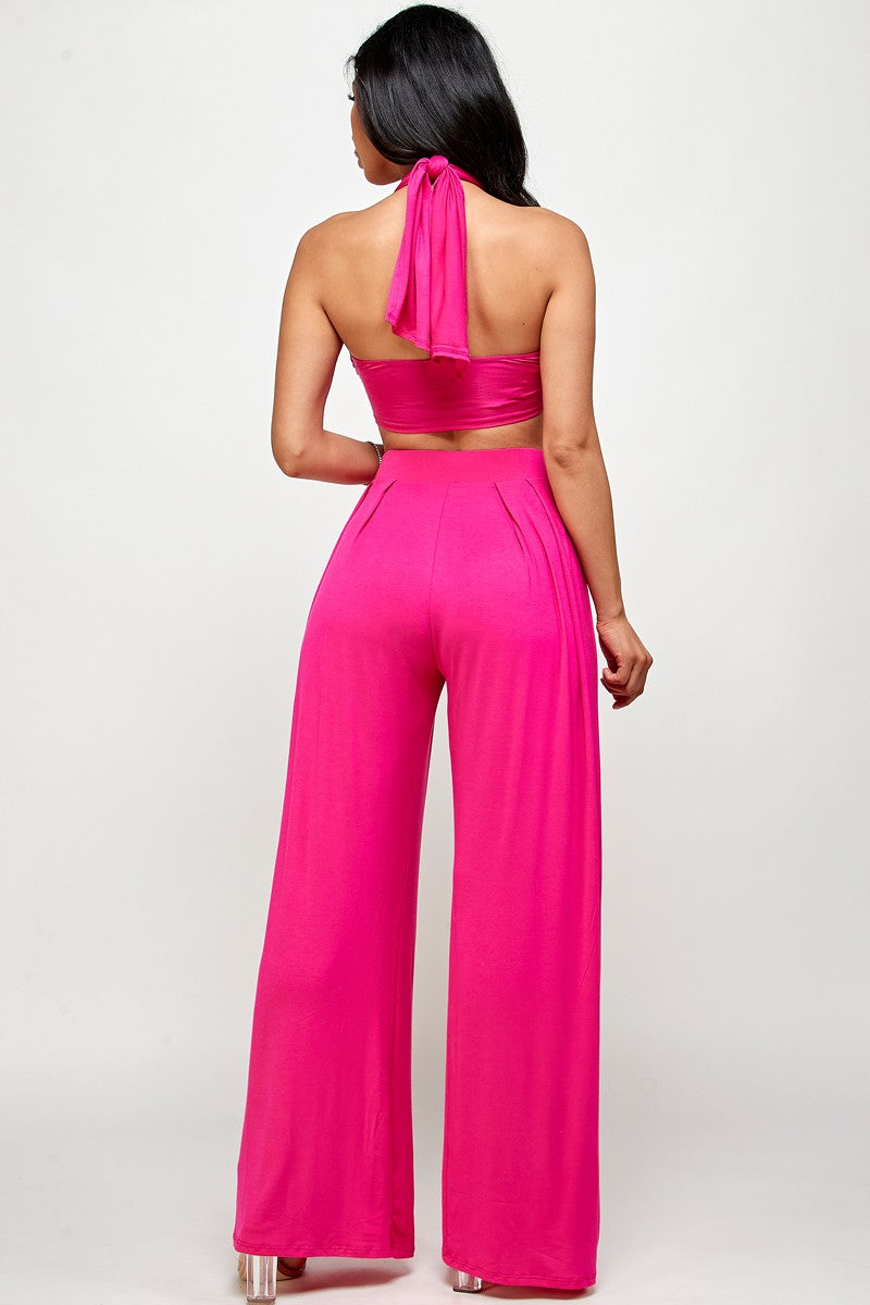Tulum Slinky Multiway Tie Front Strapless Tube Top & Pant Set