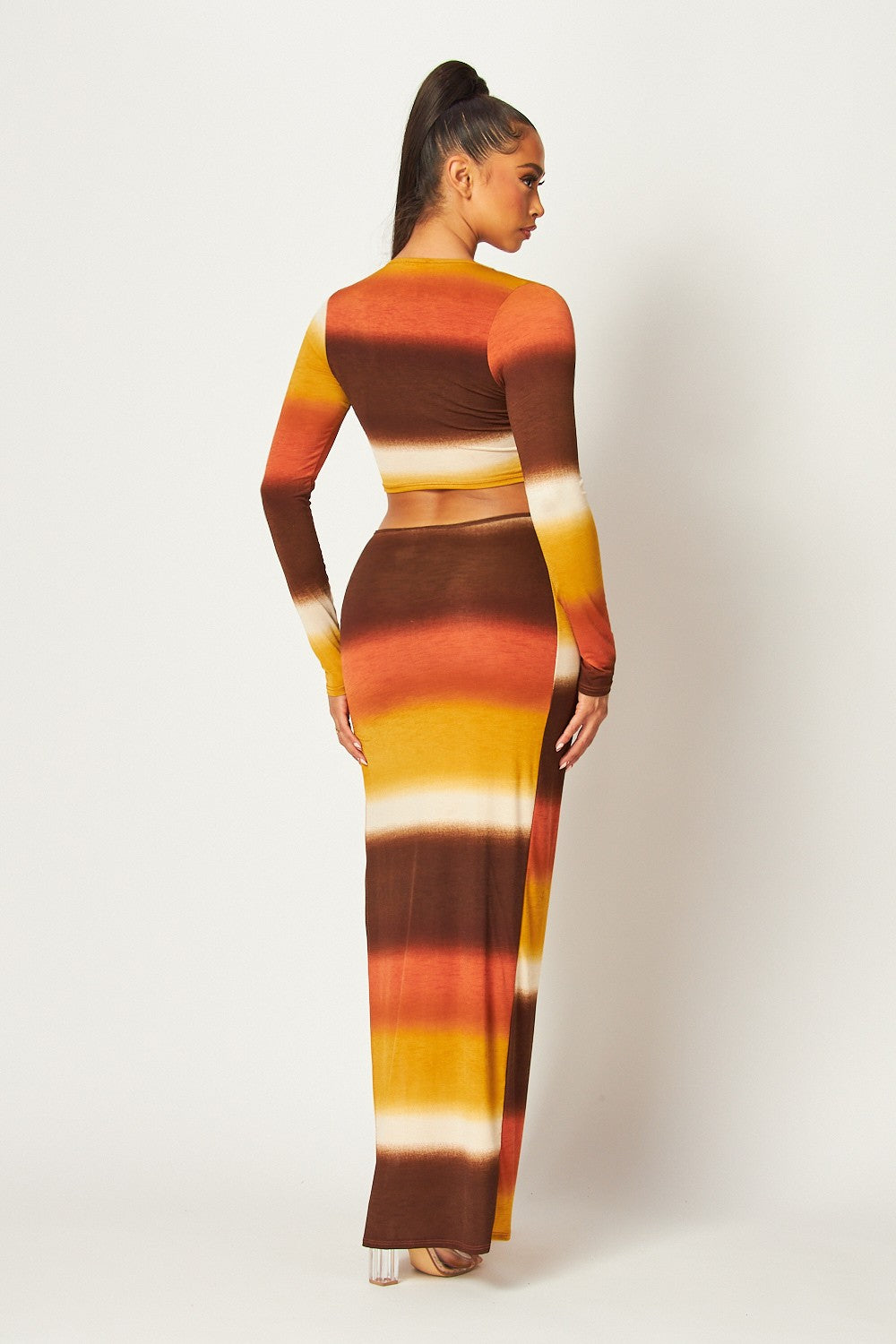 Zahara Gold Trim Split Front Two Piece Maxi Skirt Set