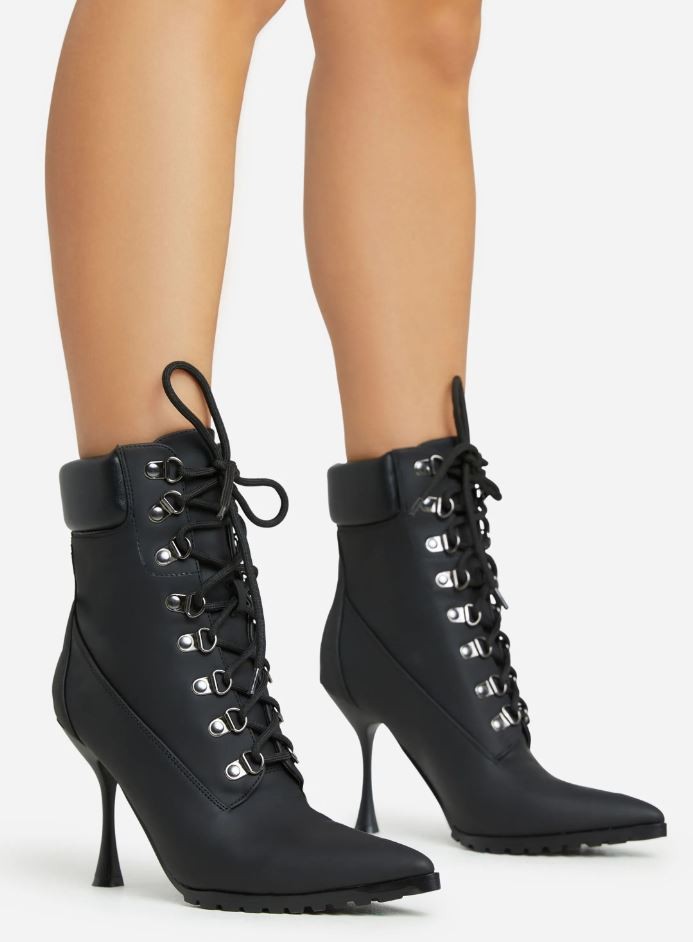 Jennifer Pointed Toe Lace Up Stiletto Suede Ankle Boots