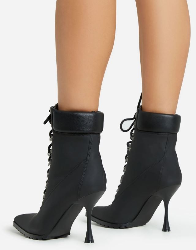 Jennifer Pointed Toe Lace Up Stiletto Suede Ankle Boots