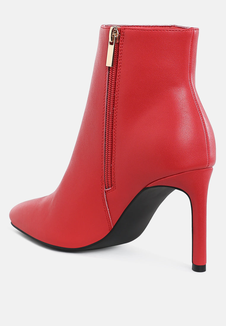 Tatria Pointed Toe Textured Snake Print High Heel Ankle Boots