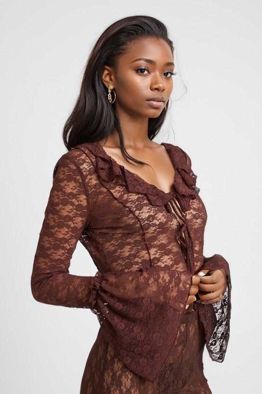 Gone Girl With The Wind Bell Sleeve Lace Top