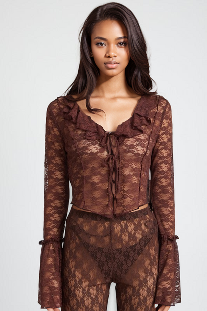 Gone Girl With The Wind Bell Sleeve Lace Top