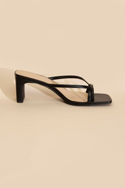 Emy Square Toe Thong High Heel Sandals