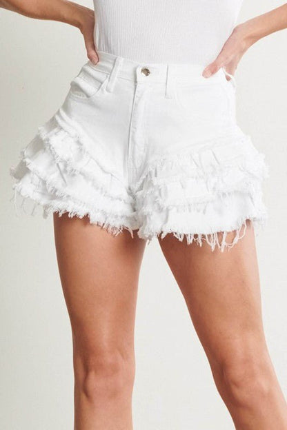 All That Drama Tiered Hem Jean Shorts - ShopRbls