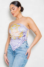 Artsy Bella Strapless Satin Scarf Top - ShopRbls