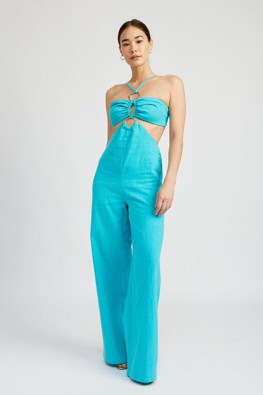 Athena O Ring Cut Out Halter Neck Jumpsuit - ShopRbls