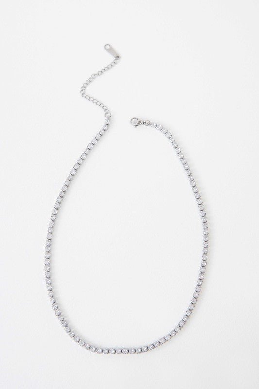 Audrey 14K Gold Classic Round CZ Stone Tennis Necklace - ShopRbls