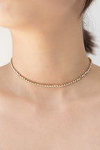 Audrey 14K Gold Classic Round CZ Stone Tennis Necklace - ShopRbls