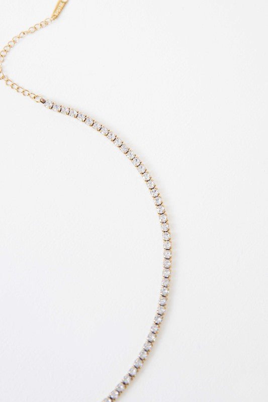 Audrey 14K Gold Classic Round CZ Stone Tennis Necklace - ShopRbls