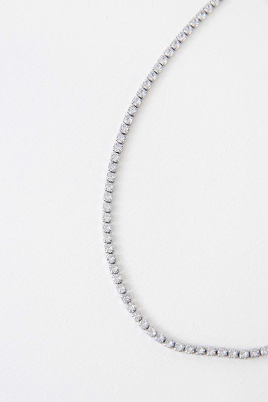 Audrey 14K Gold Classic Round CZ Stone Tennis Necklace - ShopRbls