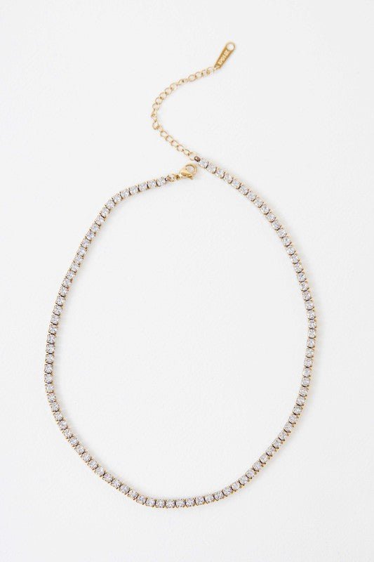 Audrey 14K Gold Classic Round CZ Stone Tennis Necklace - ShopRbls