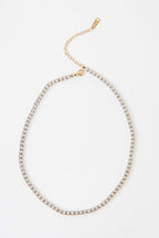 Audrey 14K Gold Classic Round CZ Stone Tennis Necklace - ShopRbls