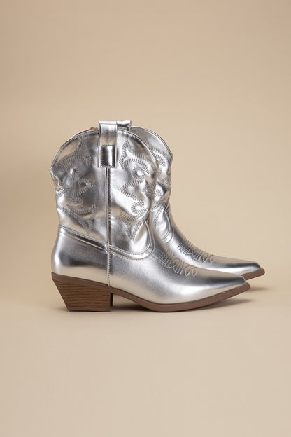 Bach In Nash Metallic Western Ankle Boots