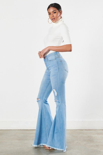 Bittersweet High Waisted Ultra Flare Leg Jeans - ShopRbls