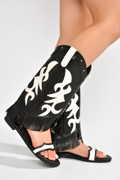 Rodeo Girl Western Fold Over Flat Sandals