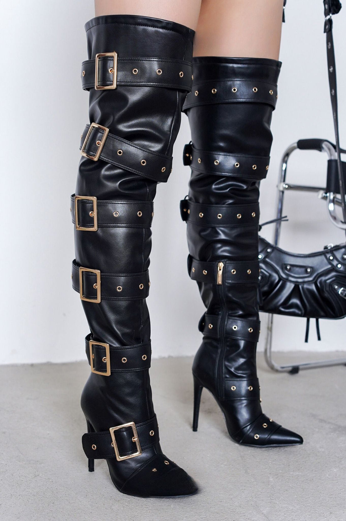 Fatale Multi Buckle Knee High Boots