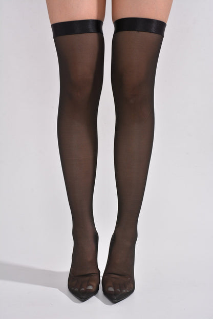 Lilith Thigh High Semi Sheer Mesh Boots
