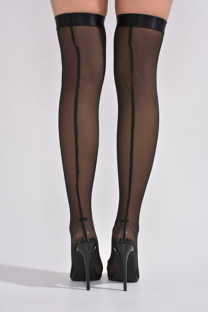 Lilith Thigh High Semi Sheer Mesh Boots