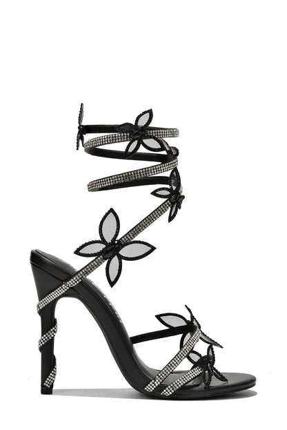 Fairytales Diamante Ankle Wrap Around Stiletto High Heels