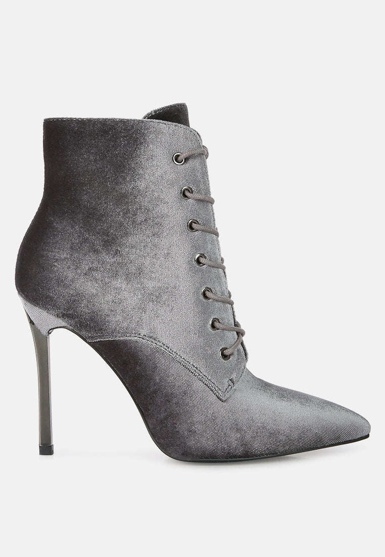 Bonnie Pointed Toe High Heel Velvet Ankle Boots