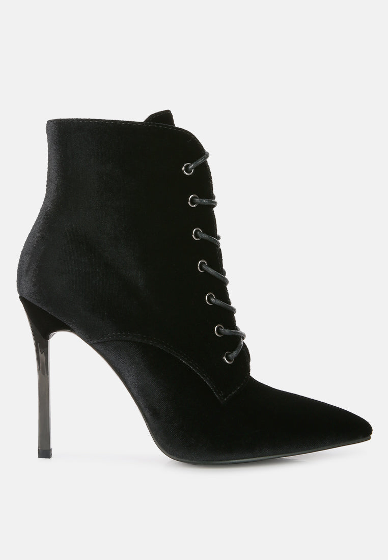 Bonnie Pointed Toe High Heel Velvet Ankle Boots