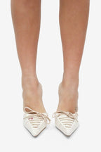 Breaking News Newspaper Print High Heel Mules - ShopRbls