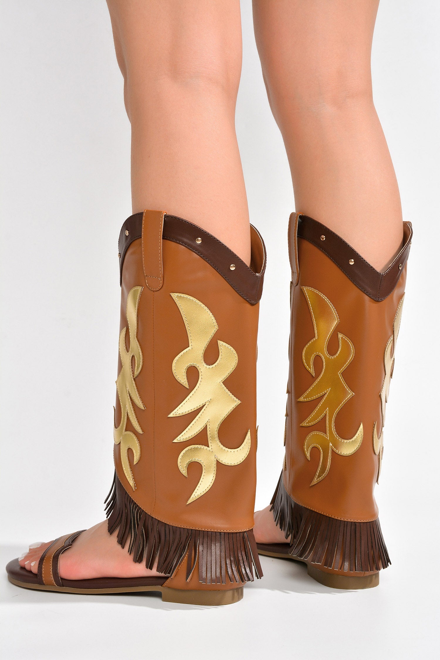 Rodeo Girl Western Fold Over Flat Sandals