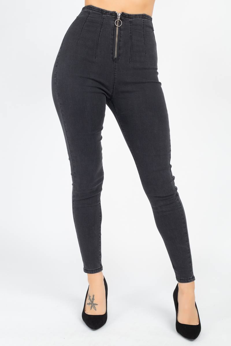 By All Means High Waist Zip Front Skinny Jeans - ShopRbls