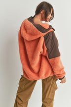 Cabin Fever Two Tone Oversized Hooded Teddy Jacket - ShopRbls