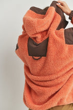 Cabin Fever Two Tone Oversized Hooded Teddy Jacket - ShopRbls