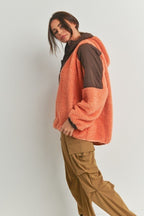 Cabin Fever Two Tone Oversized Hooded Teddy Jacket - ShopRbls