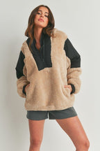 Cabin Fever Two Tone Oversized Hooded Teddy Jacket - ShopRbls
