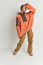 Cabin Fever Two Tone Oversized Hooded Teddy Jacket - ShopRbls