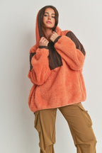 Cabin Fever Two Tone Oversized Hooded Teddy Jacket - ShopRbls