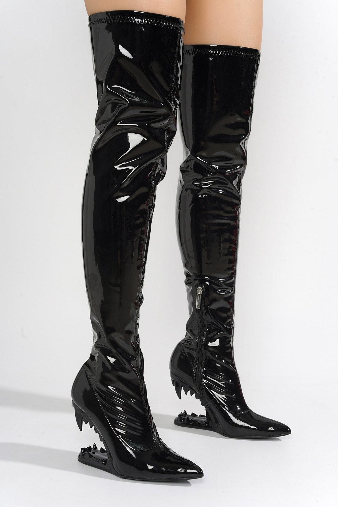 Unruly Patent Leather Over The Knee Boots