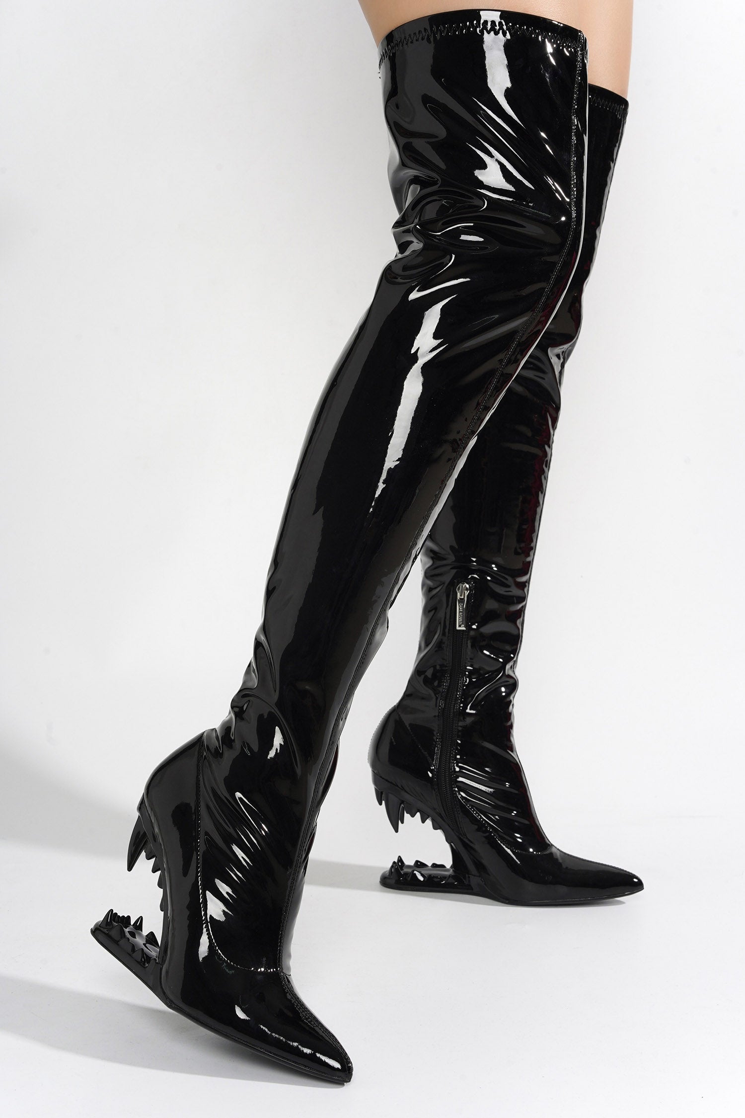 Unruly Patent Leather Over The Knee Boots